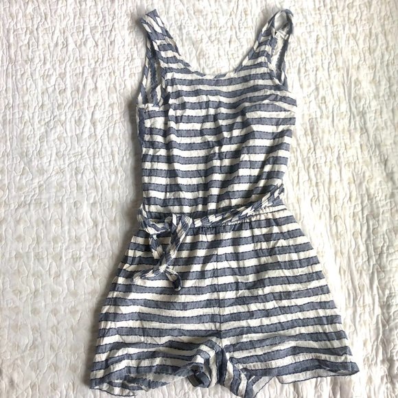 Madewell Striped Romper with Tie Back - Picture 5 of 13